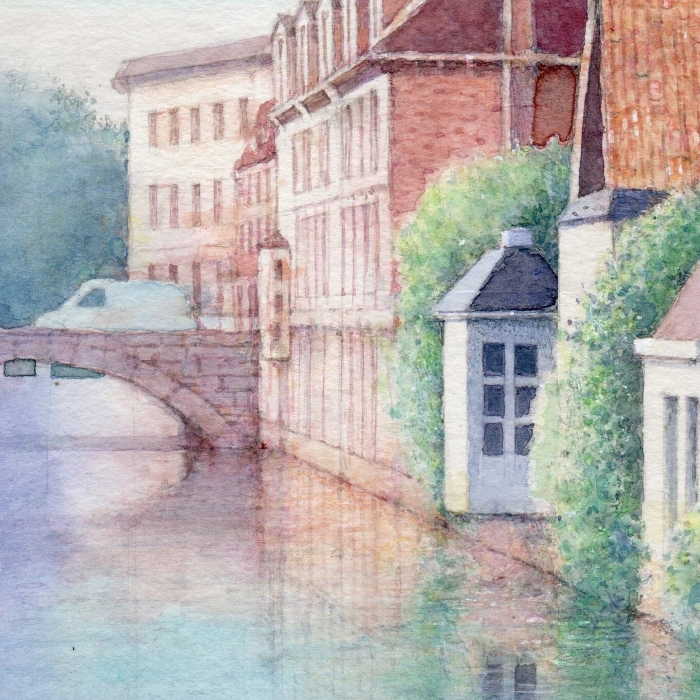 光の朝・ブルージュ | 福井良佑の水彩画 Store