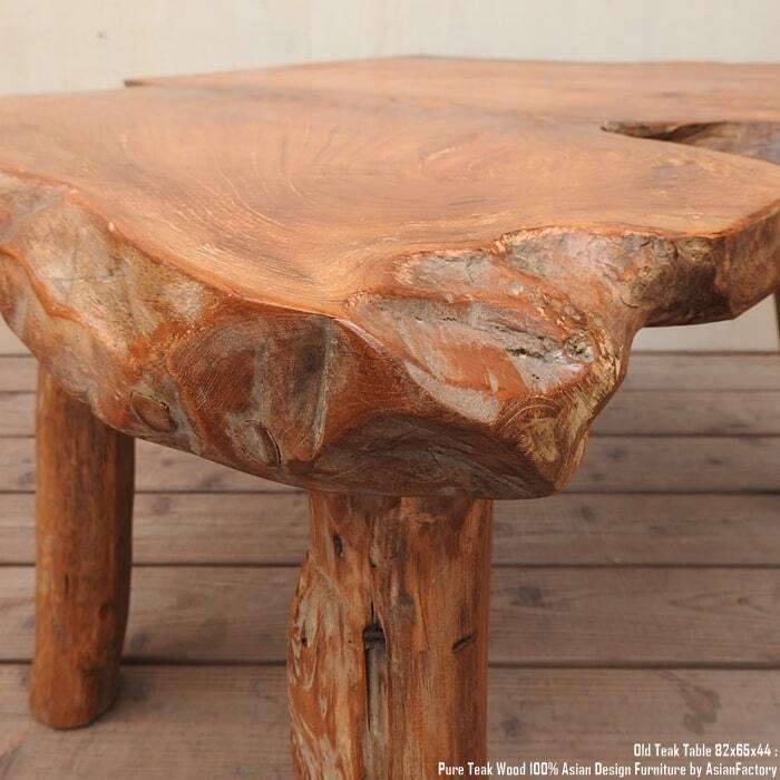 極厚オールドチーク テーブル 幅82cm × 奥行65cm × 高さ44cm 無垢材