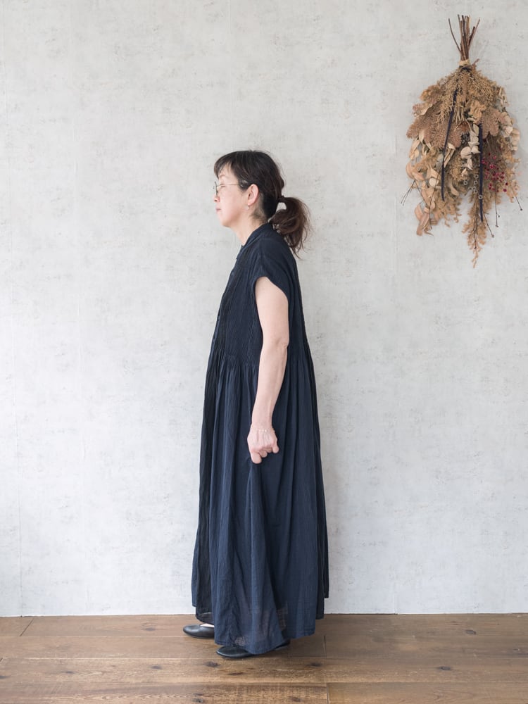 ☆美品☆maison de soil リネンピンタックワンピース maison de soil] リネンパッチワークフレンチスリーブミニピンタック