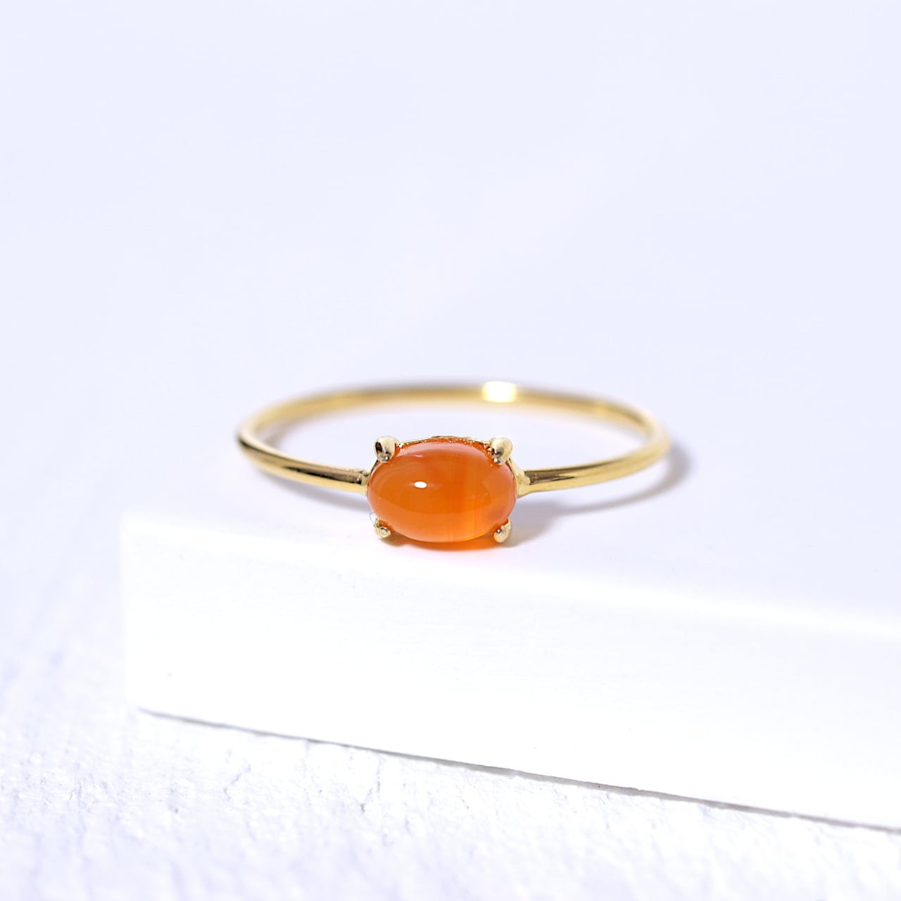 【限定】重ねて楽しむ天然石リング(カーネリアンオーバル)