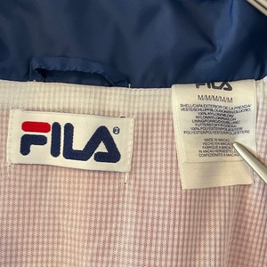 【FILA】マカウ製 ナイロンジャケット 刺繍ロゴ 切替 バイカラー フィラ Mサイズ US古着