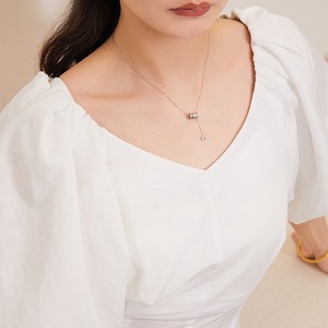 おしゃれ 筒型 キラキラ シルバー ネックレス