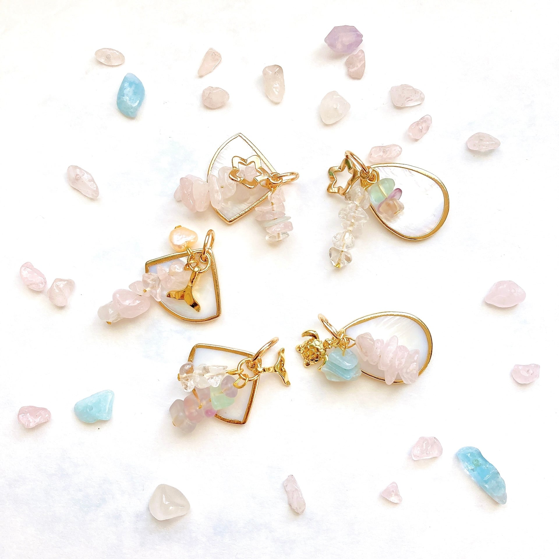 天然石チャーム　14kgf　シトリン＆アクアマリン 天然石チャーム】宝石質シトリン 14kgf マーキス 1個 ハンドメイド素材