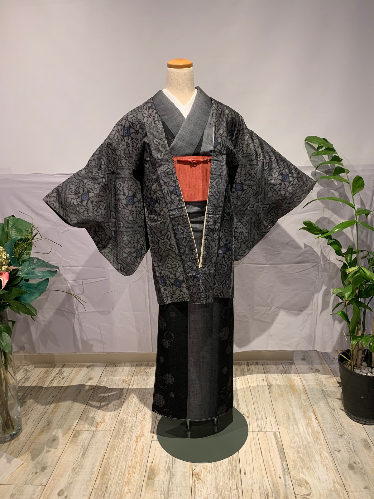 Club藤☆夏長羽織 単衣 紋紗 手縫本誂 写す 瓶 