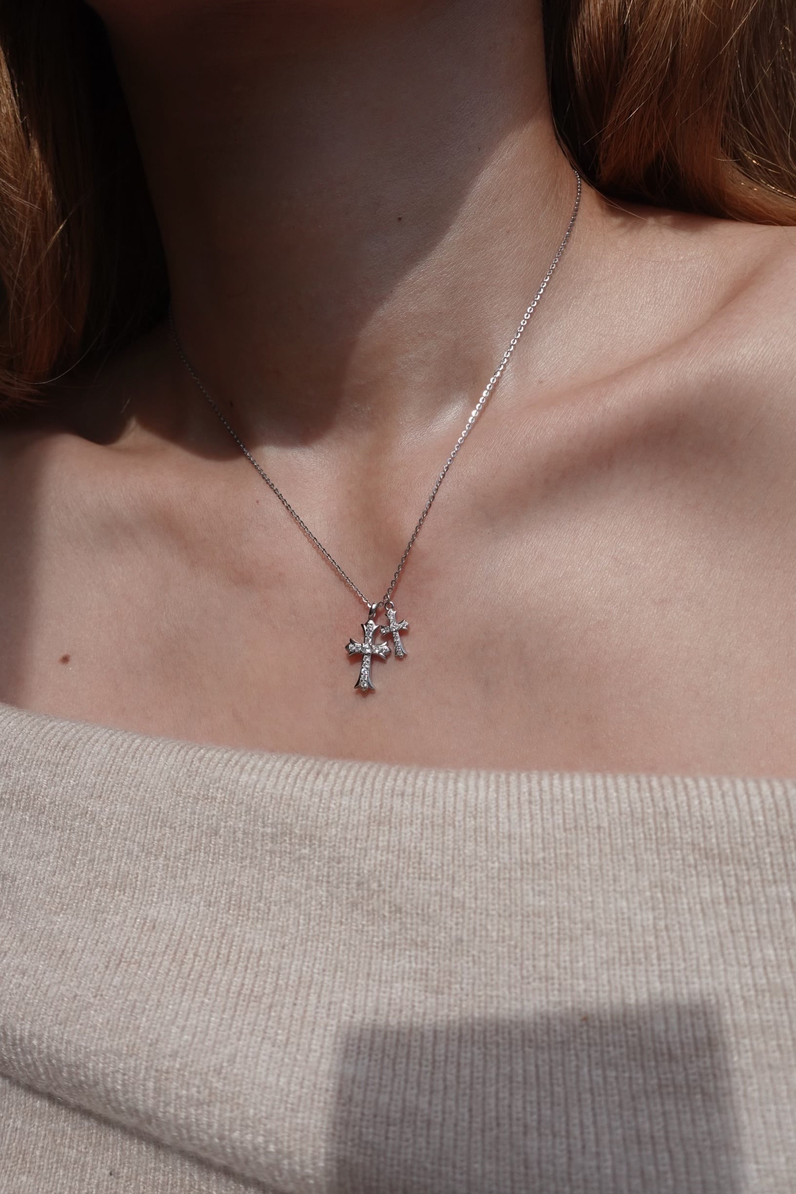 CREA レディース ネックレス Twin Crosses Necklace Twin Crosses Necklace | 金属アレルギー対応のアクセサリー crea.jewelry