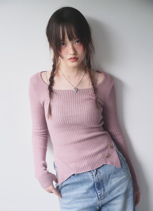 [as”on] SQUARE TWIM KNIT / PINK 正規品 韓国ブランド 韓国通販 韓国代行 韓国ファッション as on ason エズオン アズオン