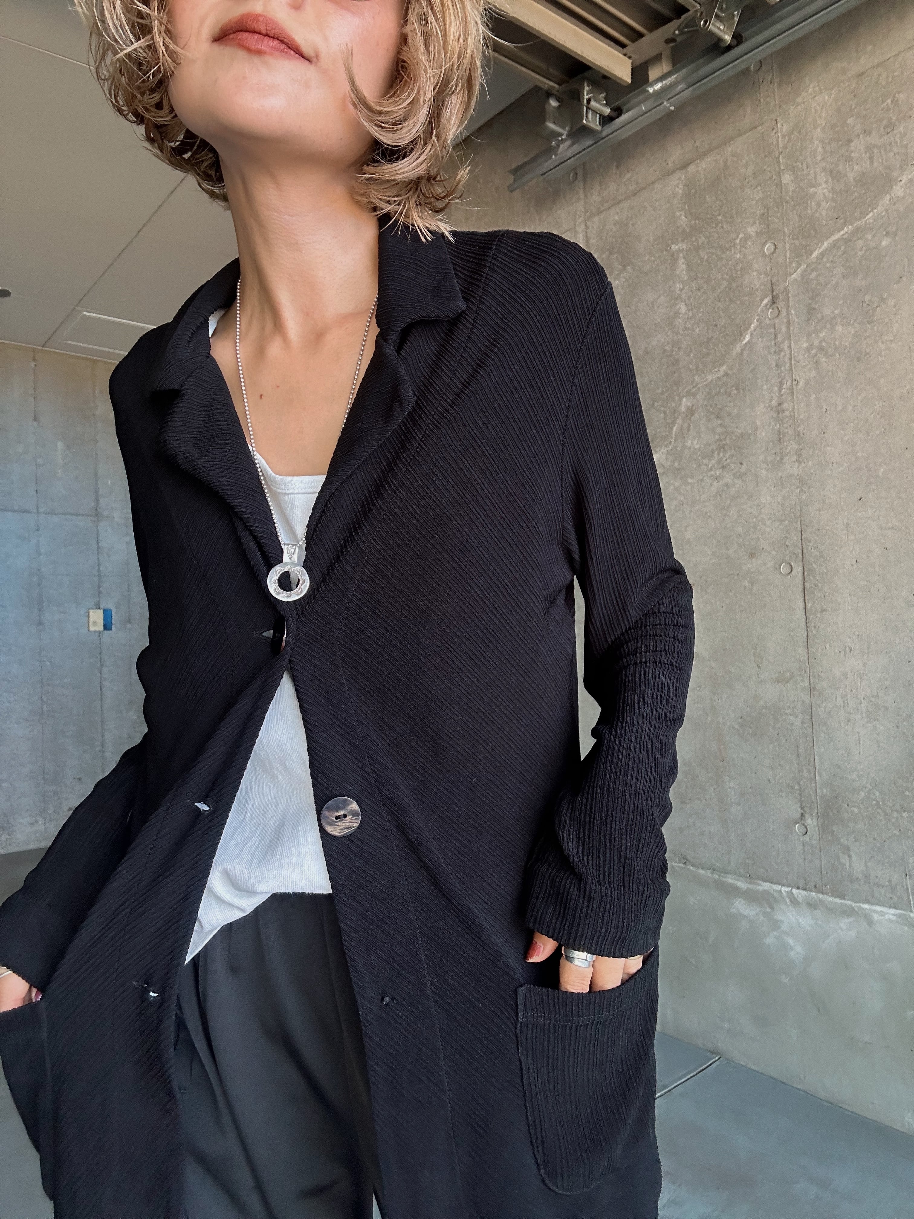 (OT1276)pleated acetate jacket