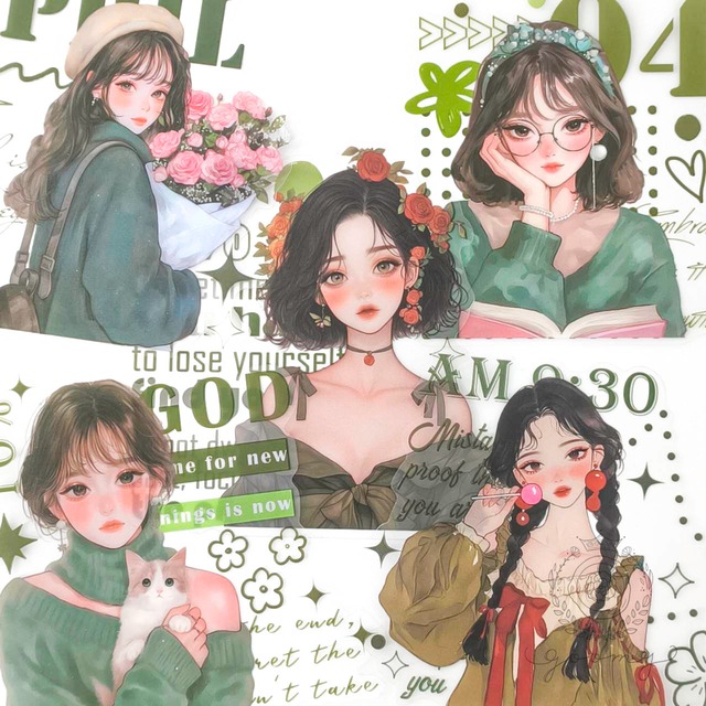 大判イラスト人物シール 1 <S1354>