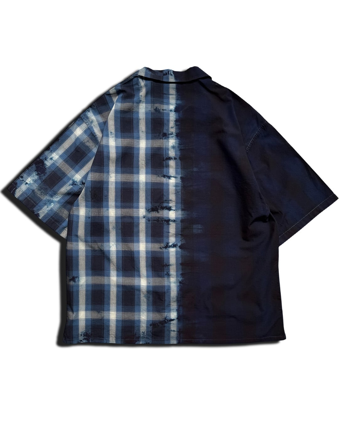 45R 超希少　藍染め オープンカラーシャツ　開襟シャツ　藍染　インディゴ 数量限定販売】藍染め開襟シャツ 二重人格 藍 | 唯一無二の服づくり