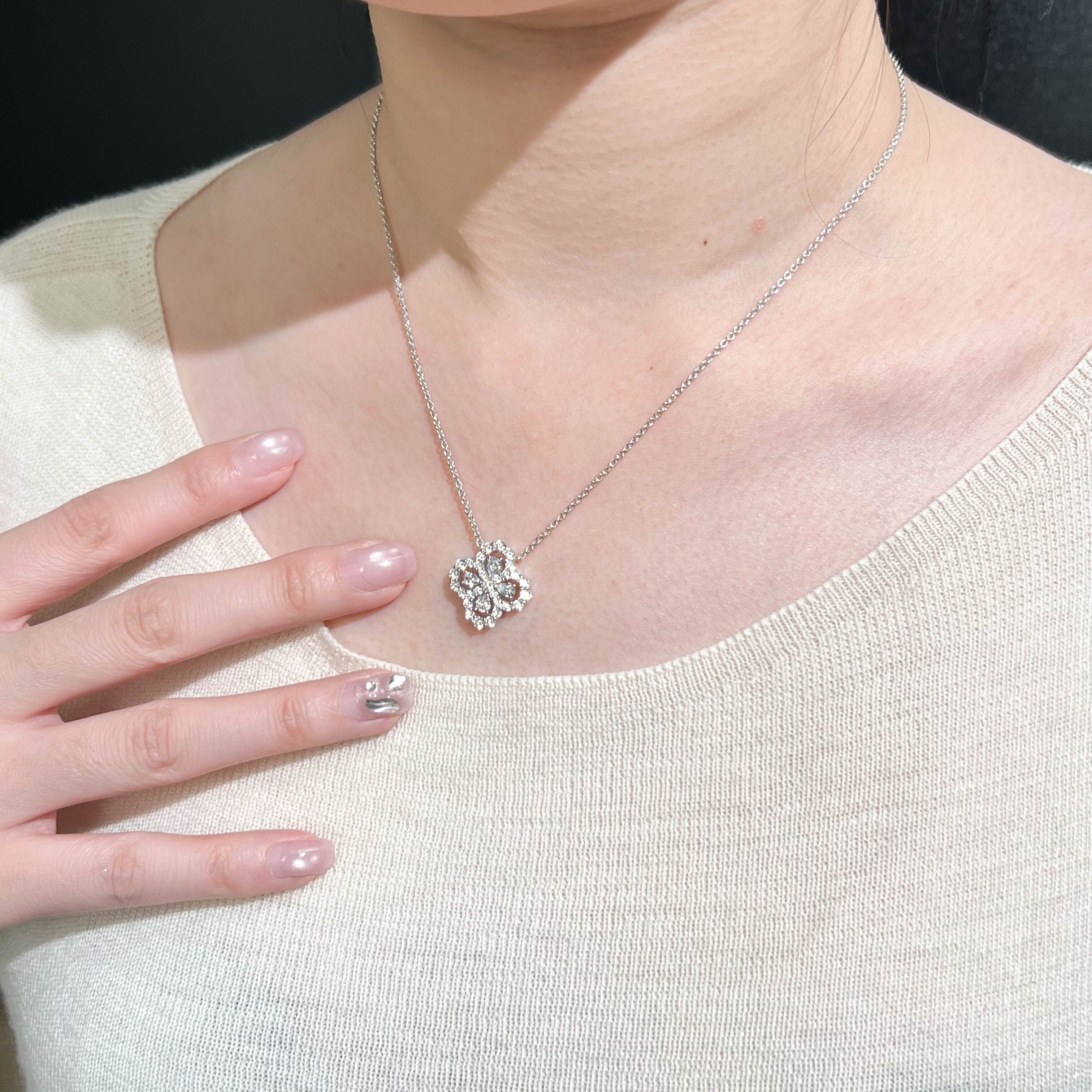 Silver925モアサナイトクロバーモチーフネックレス | hoshine