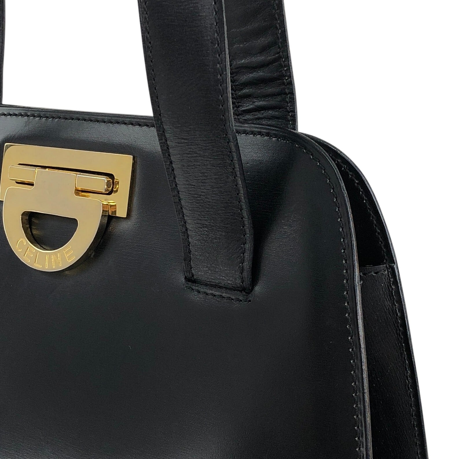 セリーヌ ガンチーニ ビジネスバッグ ハンドバッグ オールレザー ブラック CELINE セリーヌ ハンドバッグ ブラック ガンチーニ レザー vintage