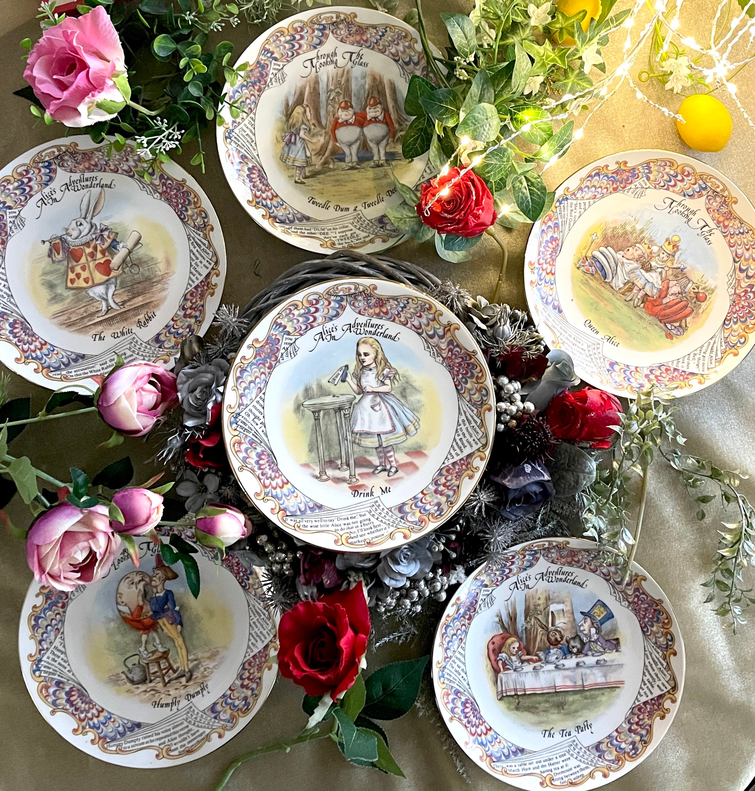 ◆AYNSLEY◆アリス プレート◆ヴィンテージ◆全6種◆鏡の国のアリス◆エインズレイ◆英国製◆