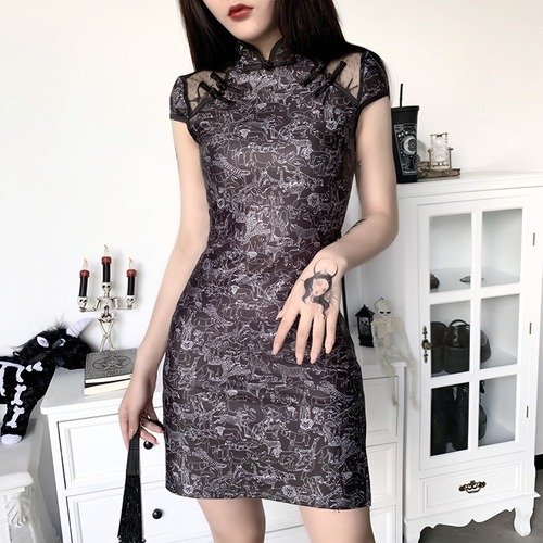 ✞✝✞ きれいめ☆メッシュプリントウエストすっきり☆着痩せ ✞✝✞ ゴスロリ SM ミリ 甘ロリ クラロリ 和ロリ エレガント 黒ロリ 姫ロリ 華ロリ AA-AA9980940