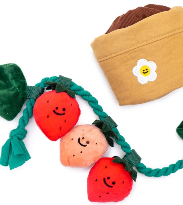 【お取り寄せ】ペットおもちゃ 蔵食玩具 ins ペット用品 イチゴ盆栽セット 発声 ペットグッズ