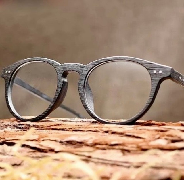 【TR0130】Wood grain glasses - Boston（木目のボストンメガネ）