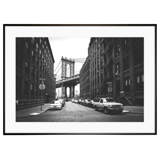 アメリカ写真 ニューヨーク ブルックリンブリッジ インテリア モノクロアートポスター額装 AS3303