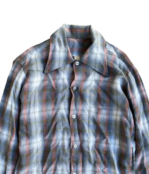 Vintage 70s  Rayon Ombre Check shirt