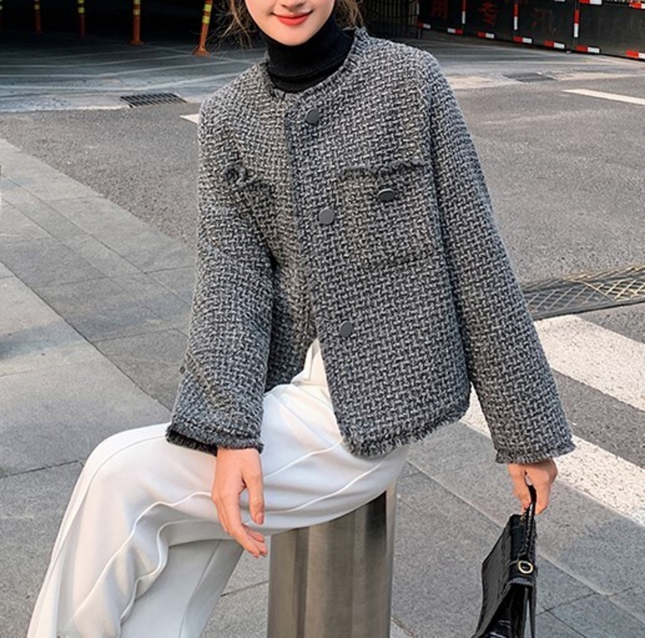 ツイードショートジャケット W01090