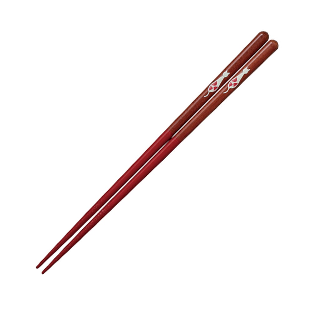 猫箸(レトロ猫)赤21cm