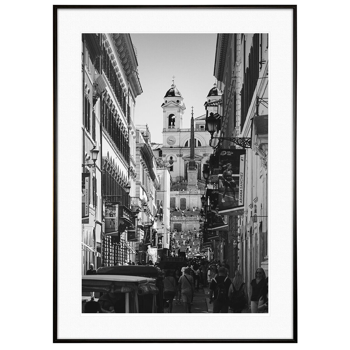 イタリア写真 ローマ スペイン広場 インテリアモノクロアートポスター額装 AS4055