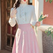 Fake Two-piece Set Elegant Lady Dress 5090