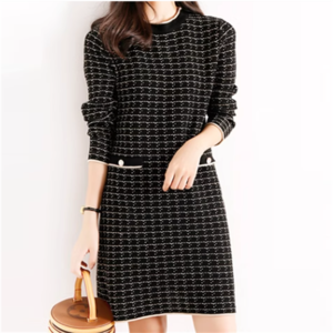 【送料無料】 ドレス ロングドレス ワンピース 衣装 2色 パーティドレス ロング ひざ丈 袖あり 長袖 クルーネック Aライン フレア ボタン バイカラー あったか エレガント 可愛い 大人可愛い きれいめ シンプル カジュアル シック コンサバ 華やか 大人 上品 おしゃれ お洒落 主役級 こなれ感 高見え 高級感 フェミニン チェック柄 冬 30代 40代 レディース 女性用 デート お出かけ お茶会 授業参観 結婚式 二次会 パーティ 演奏会 ファッション 定番 着痩せ   インスタ映え