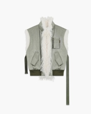 【WE11DONE】KHAKI WOMENS FUR BOMBER VEST