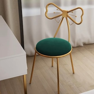 gold ribbon chair A 2colors / ゴールド リボン チェア ベルベット ドレッサー ダイニング 韓国インテリア 家具