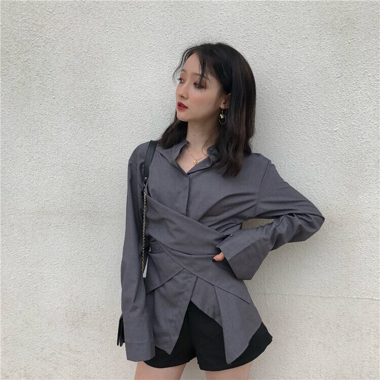 スタンダードシャツ ルーズ薄手トップス レトロ ハンチェンe79309142510