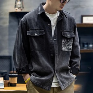 アメリカンレトロ グラデーション刺繍デニムシャツ 10796