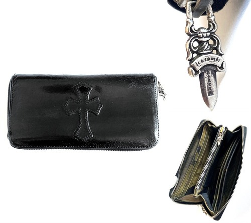 レア　希少　CHROME HEARTS クロムハーツ　ダガージップ 1セメタリー クロス ウォレット　レザー　長財布　ブラック カモフラ