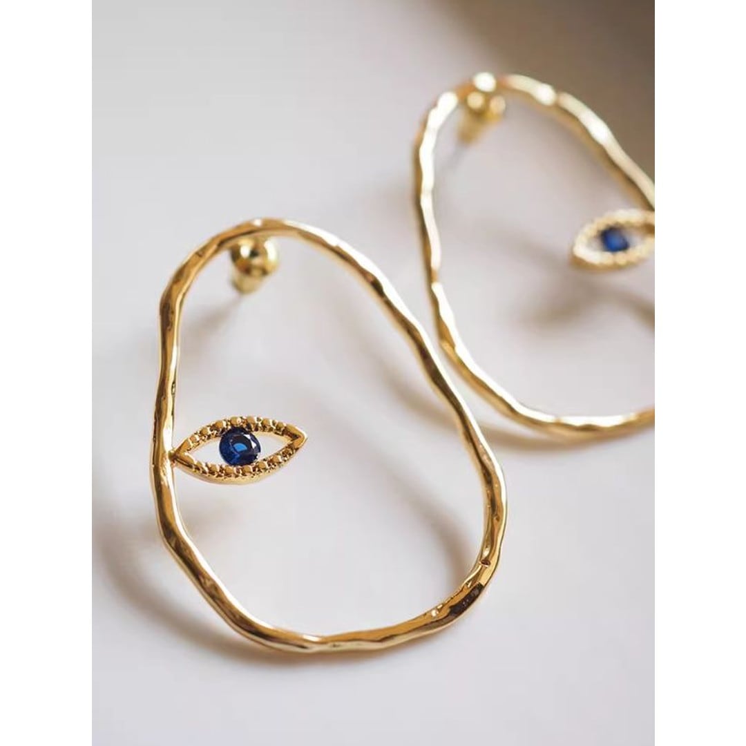 ジェムストーンブルーアイジュエリーピアス〘at1028〙