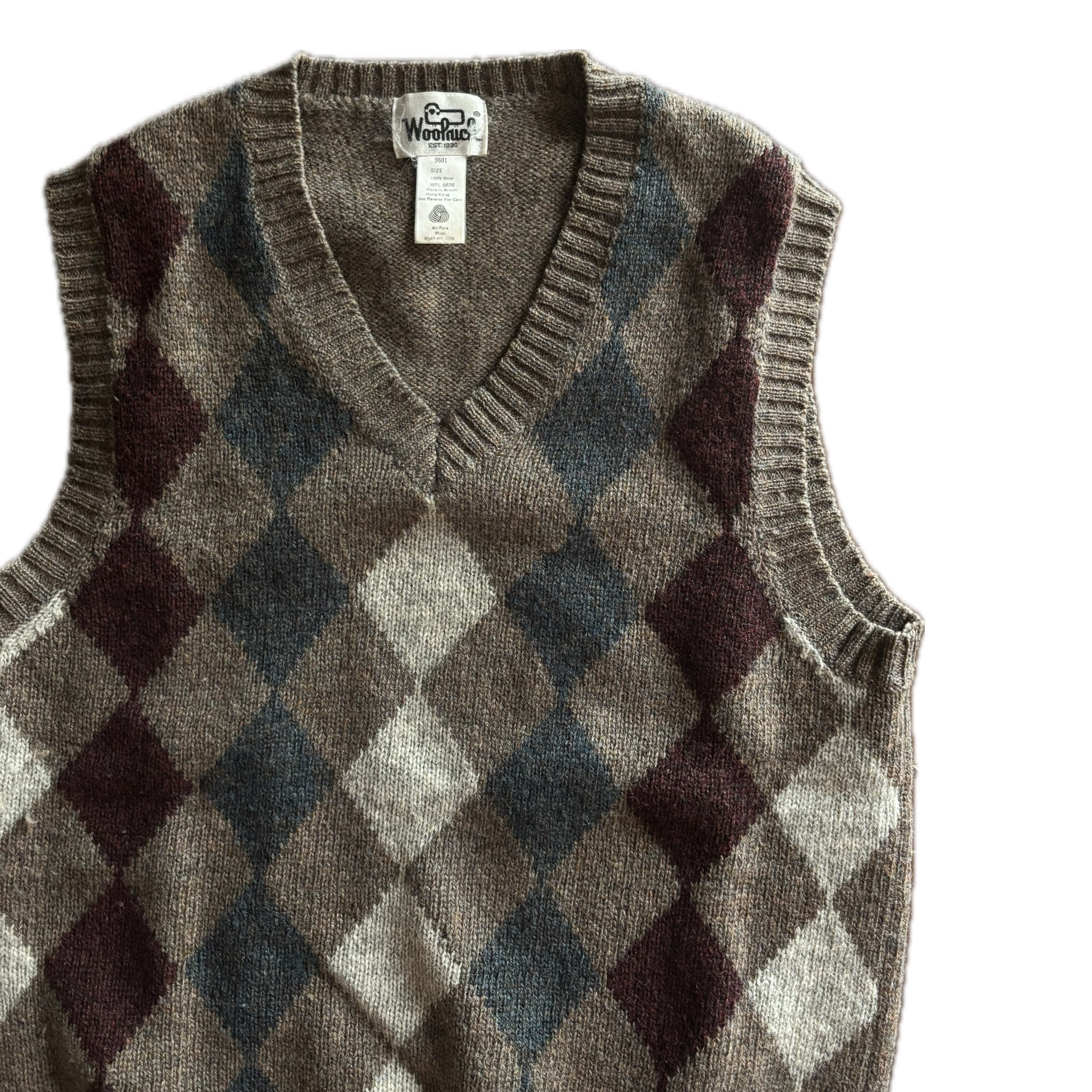 80s 80年代 Woolrich ウールリッチ ニットベスト Argyle アーガイル
