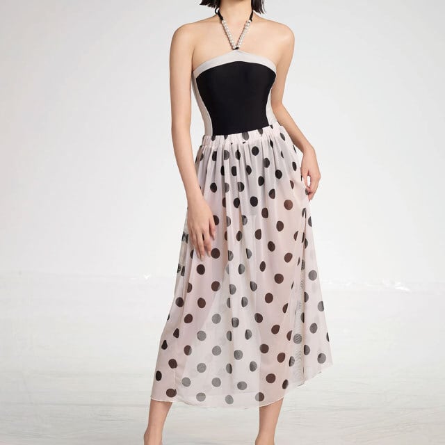 ワンピース水着 モノトーン パレオ ドット | y-boueki -import swimwear -