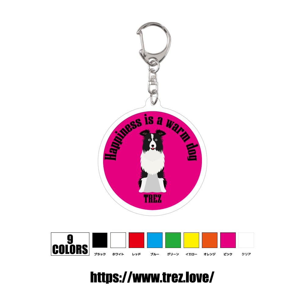 全9色 名前入り ボーダーコリー アクリル 迷子札 ネームタグ キーホルダー