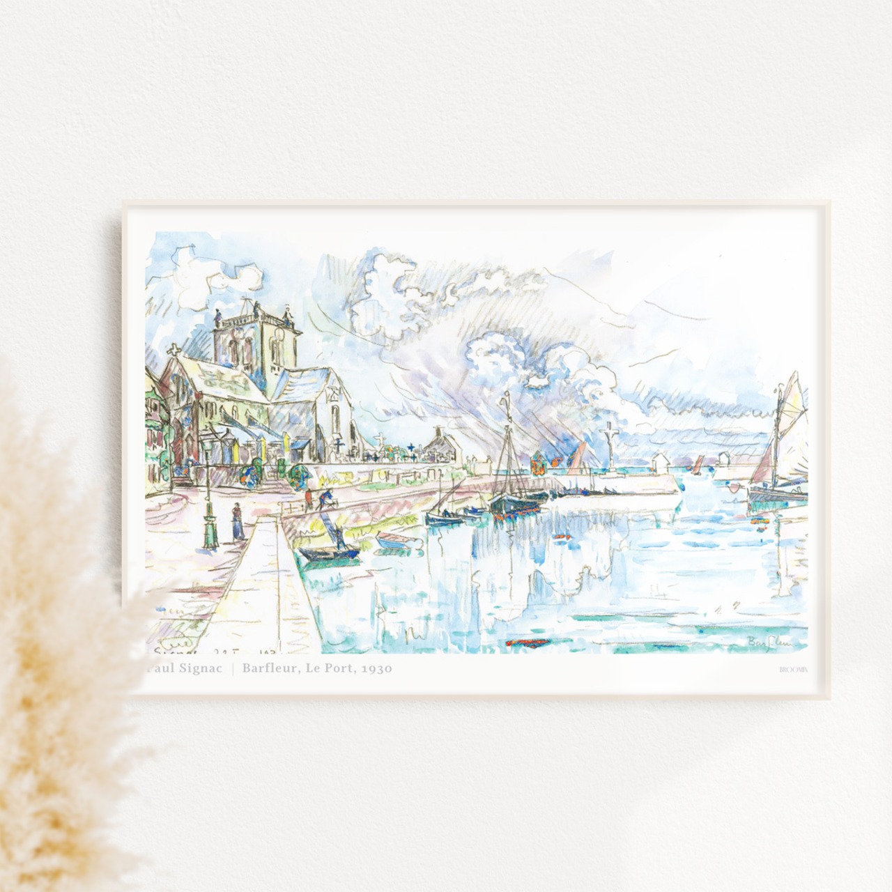 ポール・シニャック Barfleur, Le Port | AP120 | アートポスター 絵画 名画 船 ボート ヨット 雲 海 港 自然 風景画 - 1