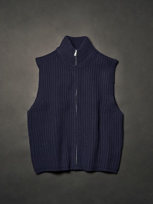 【LAST1】Basolan cashmere wool Futoune zip up vest(Navy)