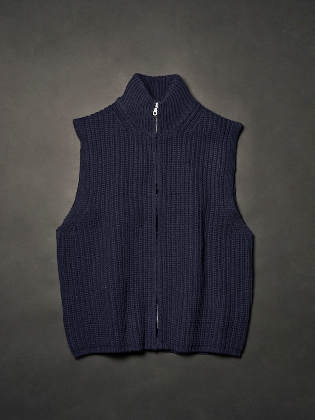 【LAST1】Basolan cashmere wool Futoune zip up vest(Navy)