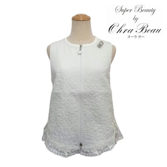 スーパービューティー ベスト キルティング ダンボールニット 2427016 ホワイト 2024年秋冬 オーラボー 大人かわいい服 ミセス レディース キレイメ アパレル 女性 30代 40代 50代 60代 大人スタイル