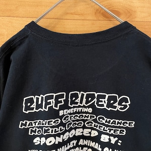 【RUFF RIDERS】音楽レーベル Tシャツ HIPHOP バイク XL ビッグサイズ アーチロゴ バックプリント 半袖 US古着 アメリカ古着