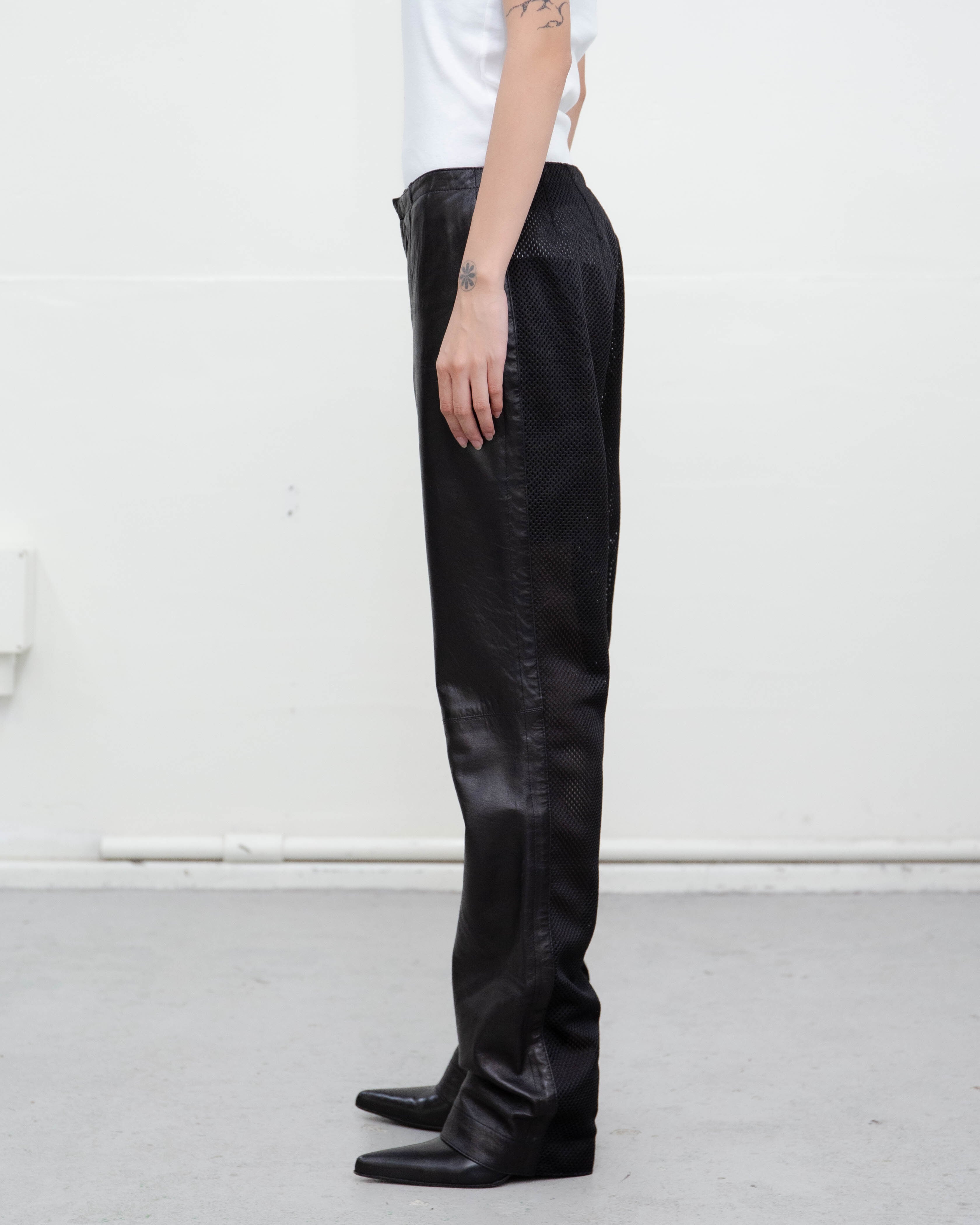 late 1990s DIRK BIKKEMBERGS Pour la femme - leather × mesh