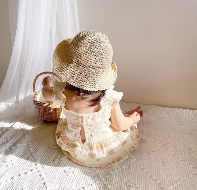 即納レースリボン麦わら帽子