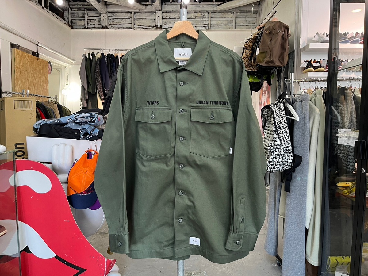 WTAPS BUDS LS SHIRT COTTON TWILL OLIVE DRAB 04 221BRDT-SHM02 93052 
