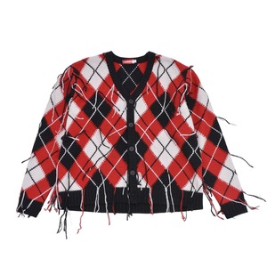 【CHARLES JEFFREY LOVERBOY】GUDDLE ARGYLE CARDI(RED)