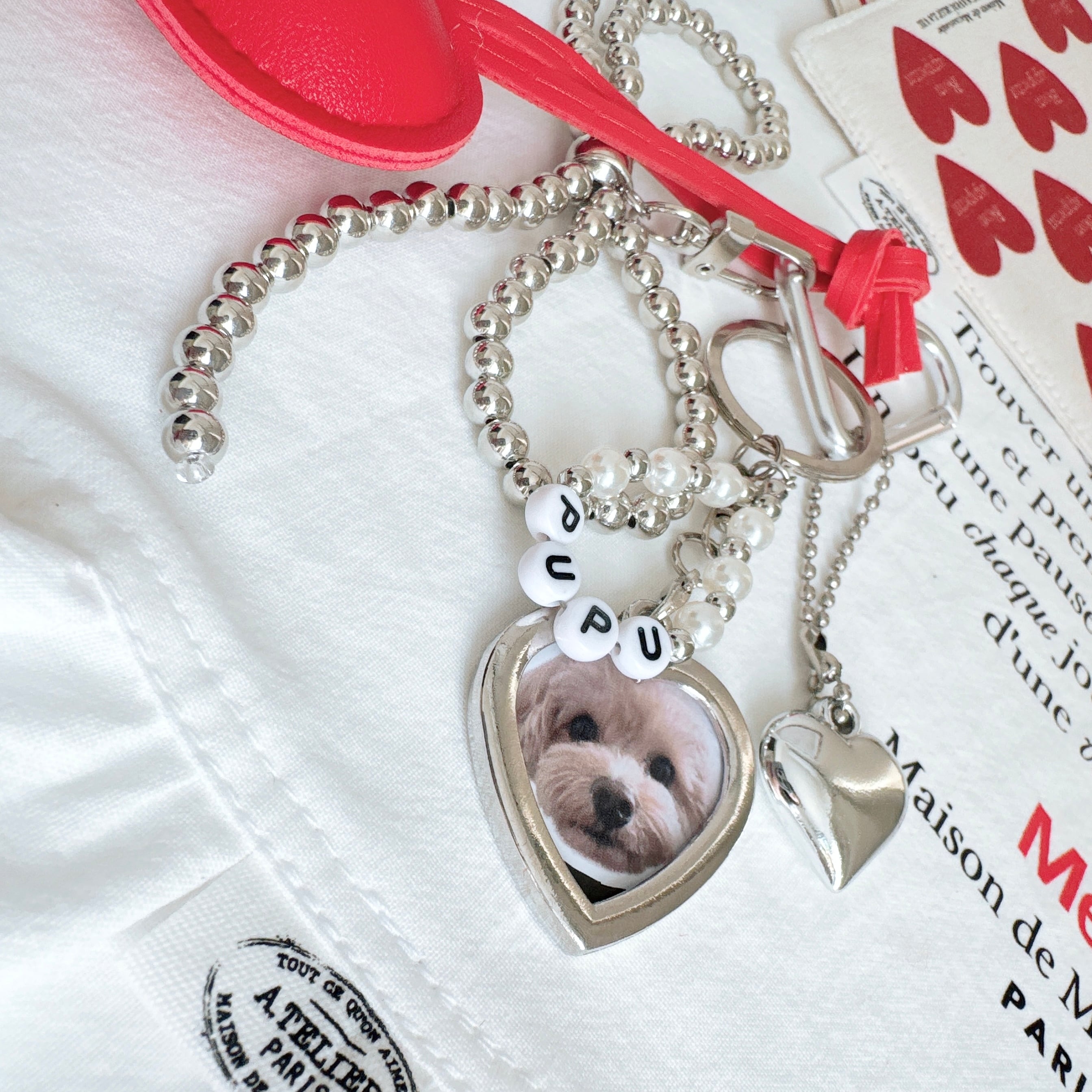 ハートのお名前バックチャーム