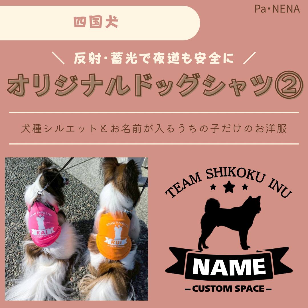 反射,蓄光素材あり! オリジナルドッグTシャツ(四国犬)