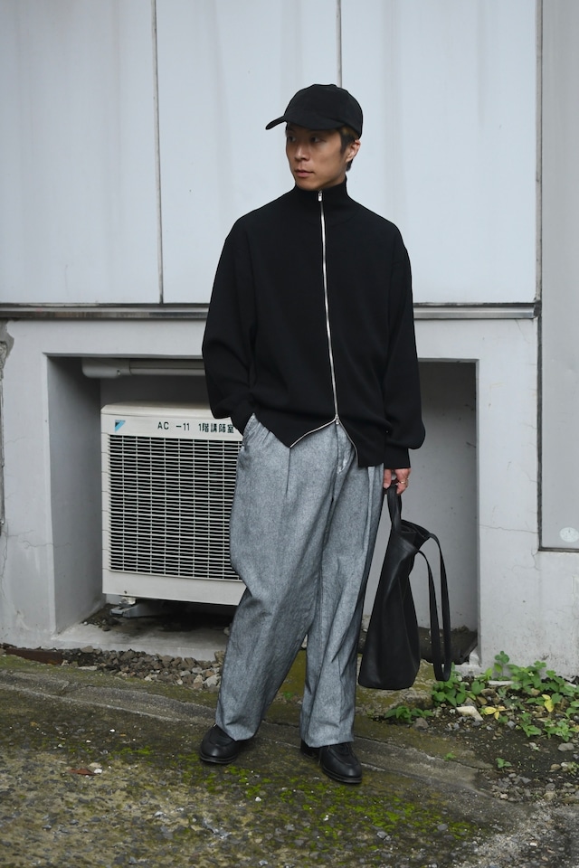 BATONER / HARD TWIST WOOL RIB DRIVERS KNIT (Black)