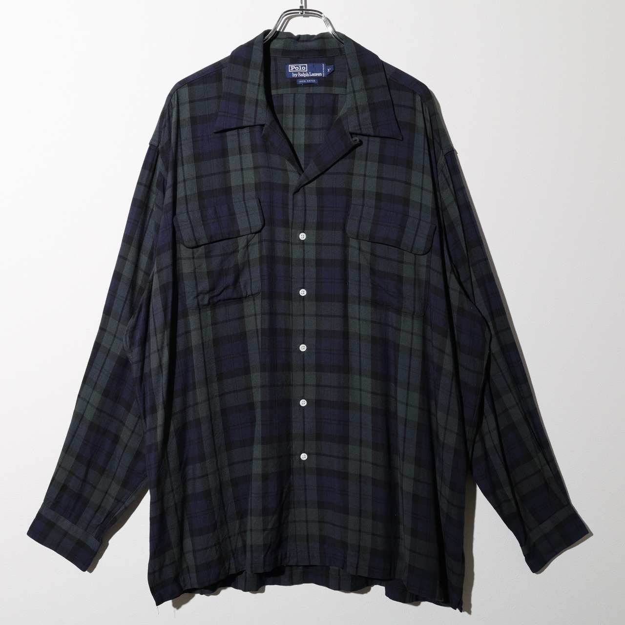Mint XL 90s Rayon Black Watch L/S Shirt Polo Ralph Lauren ポロラルフローレン レーヨン ブラックウォッチ柄 長袖