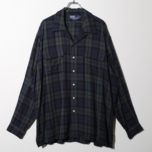 Mint XL 90s Rayon Black Watch L/S Shirt Polo Ralph Lauren ポロラルフローレン レーヨン ブラックウォッチ柄 長袖