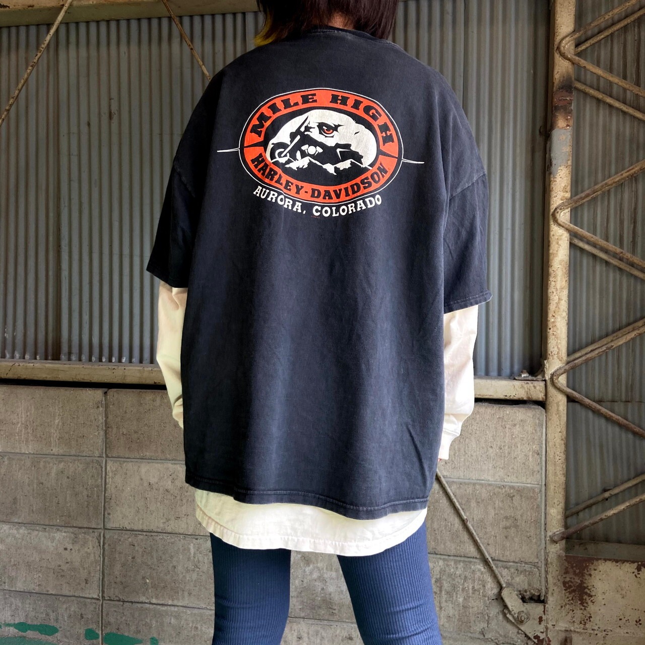 ビッグサイズ USA製 Harley-Davidson ハーレーダビッドソン 胸ロゴ 
